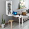 Wall Mounted Folding Table Multifunction Storage Rack With Storage Compartments Space Saving Retractable Computer Desk for Balcony Bay Window Liv