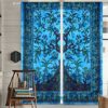 THE ART BOX Window Curtains Indian Window Drapes Set of 2 Tapestry Window Curtains Hanging Valances for Window Room Divider Green Tree 80x82 Inch