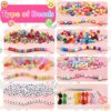 Cridoz Bead Bracelet Making Kit with Pony Beads, Polymer Fruit Clay Beads, Smile Face Charm/ Letter Beads for Friendship Bracelets and Jewelry Ma