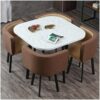 VOMKR Business Dining Table Set SpaceSaving Furniture Dining Table and Chairs Set of 4 Chairs Small Rectangular Wood Table Modern Home Kitchen Li