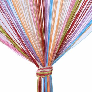 Door String Curtain Wall Panel Fringe Window Room Divider Blind Home Patio Bedroom Decorative Tassel Screen Ribbon Strings Strip Silver Thread Sc