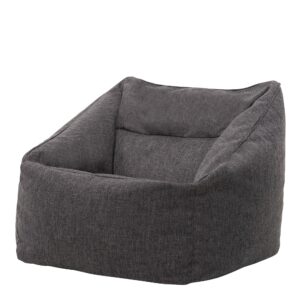 icon Oslo Armchair Bean Bag Charcoal Grey Woven Herringbone Fabric Living Room Bean Bags for Adults