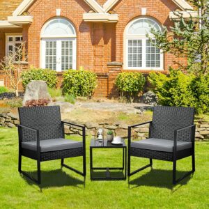 NA 3 PCS Rattan Garden Furniture Set Outdoor Rattan Wicker Bistro Set with Coffee Table for Indoor Outdoor Patio Garden Backyard Color  A Size  O
