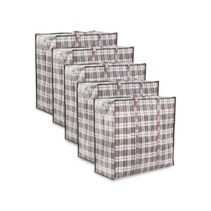 Large Laundry bags with Zips Pack of 5 Storage Bags Best for Moving Shopping and Laundry  Strong Big Bags with Zips  Handle Attached Reusable
